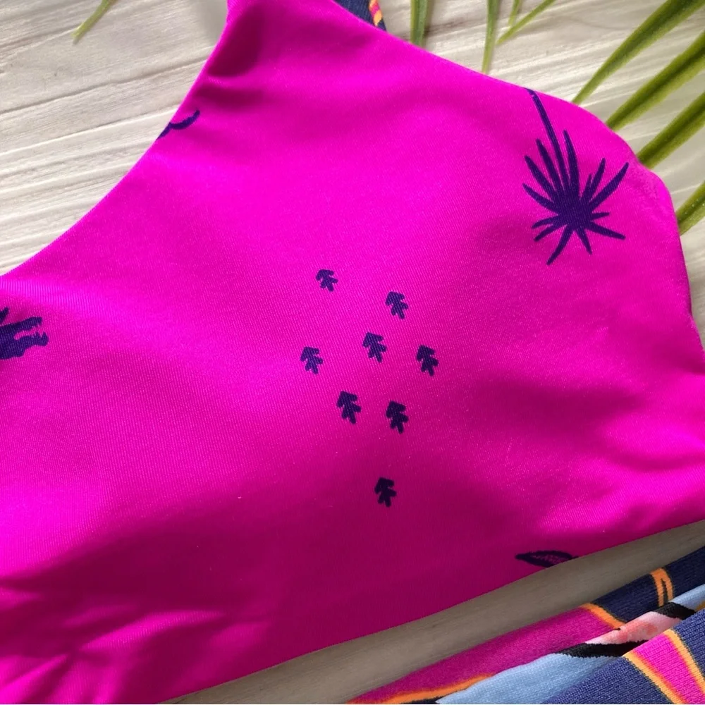 RARE Maaji • Tropical Reversible Dainty Bralette Top | Thin Side Bikini Bottoms